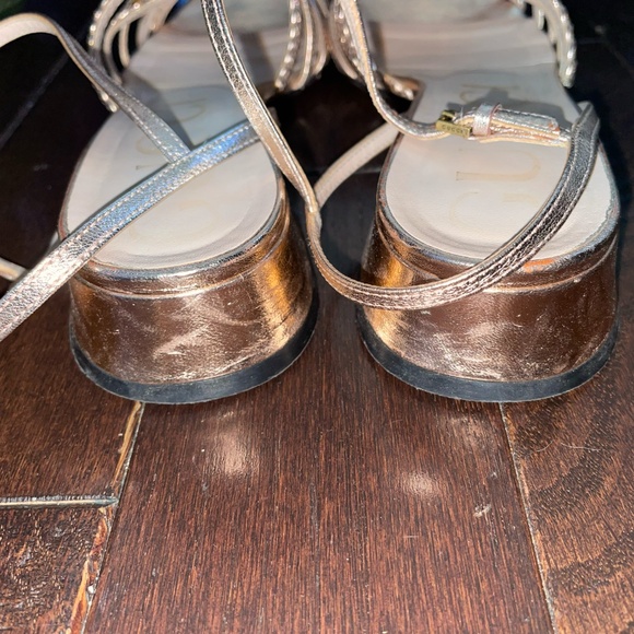 Gucci Ketty Rose Gold Leather Ankle Wrap Sandals - Picture 7 of 9